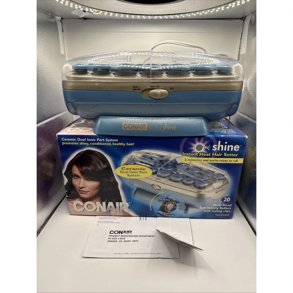 Conair Ion Shine‎ CHV261X Velvet Blue Flocked Hot Rollers Curlers WITHOUT clips